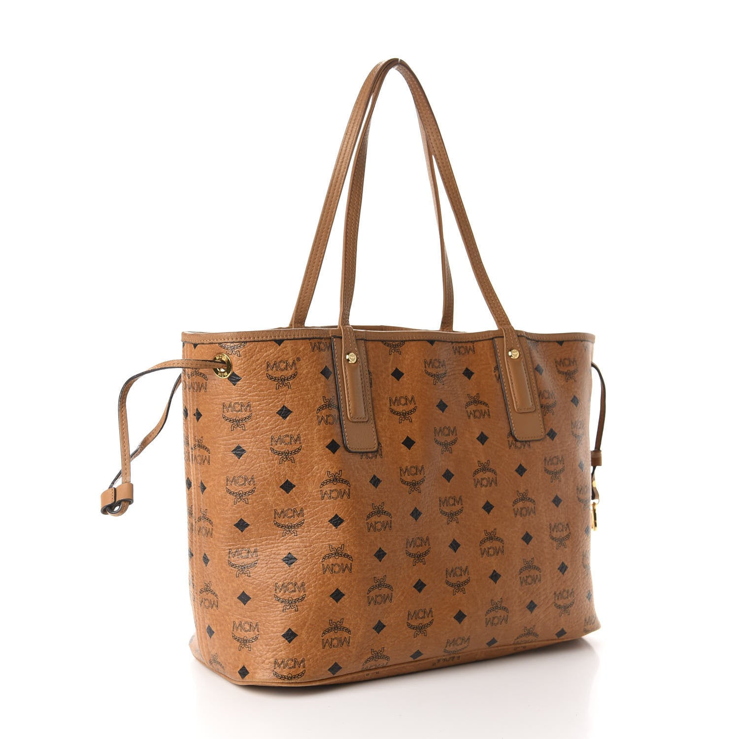 MCM Visetos Medium Liz Reversible Shopper Tote Cognac 3 of 25