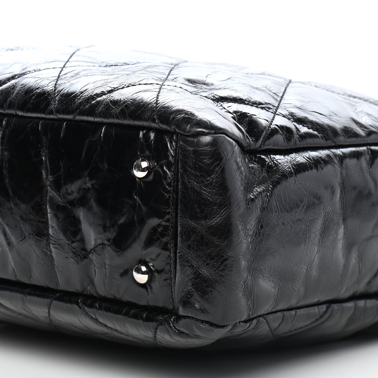 Glazed Calfskin Quilted Tweed Portobello Tote Black Red