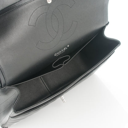 Chanel Caviar Chevron Quilted Jumbo Double Flap Black 6 of 7