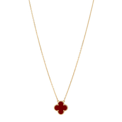 Van Cleef & Arpels 18K Yellow Gold Carnelian Vintage Alhambra Pendant Necklace 1 of 6