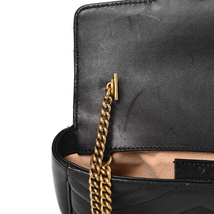 Gucci Calfskin Matelasse Super Mini GG Marmont Shoulder Bag Black 6 of 8