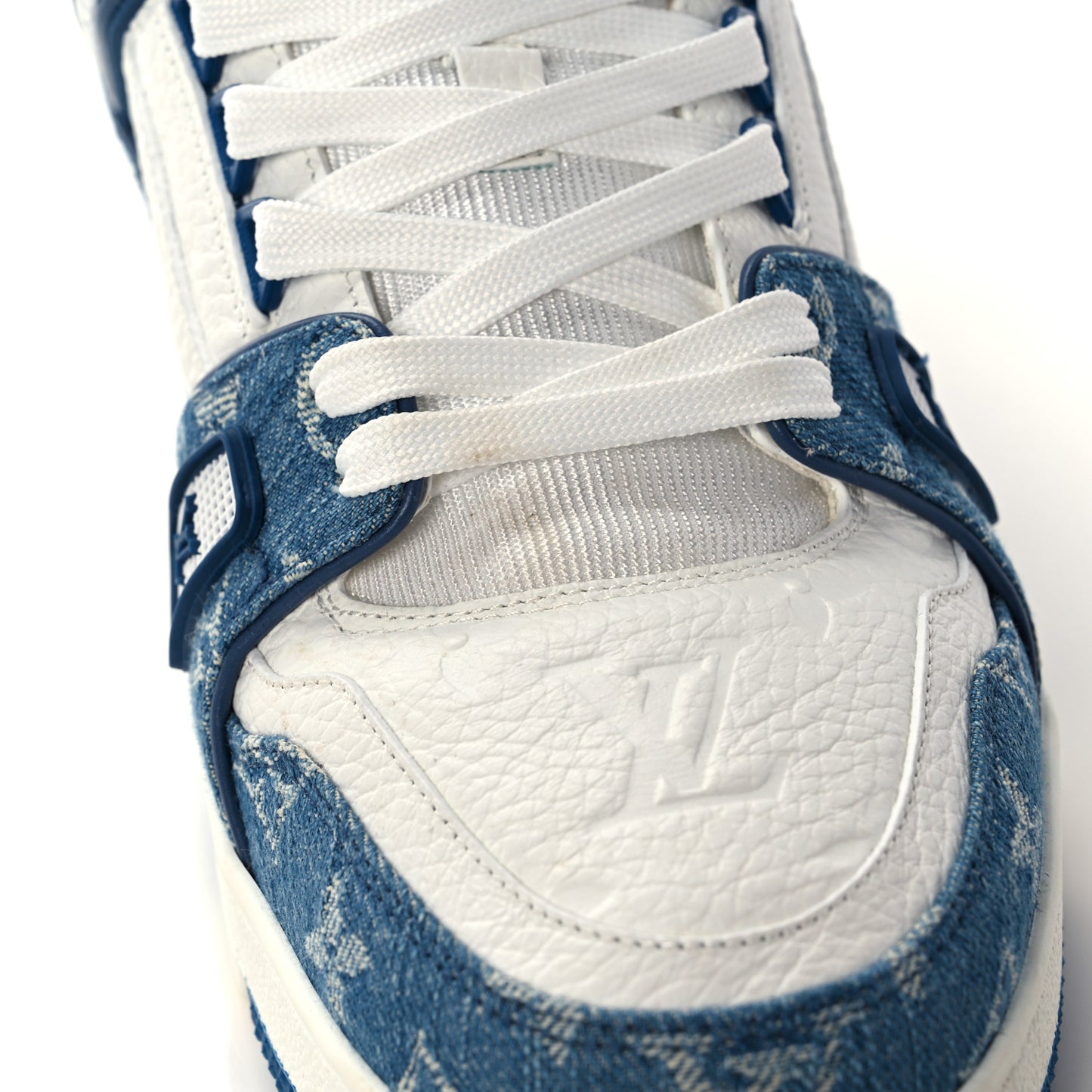 Monogram Denim Mens Trainer Sneakers 8.5 Blue