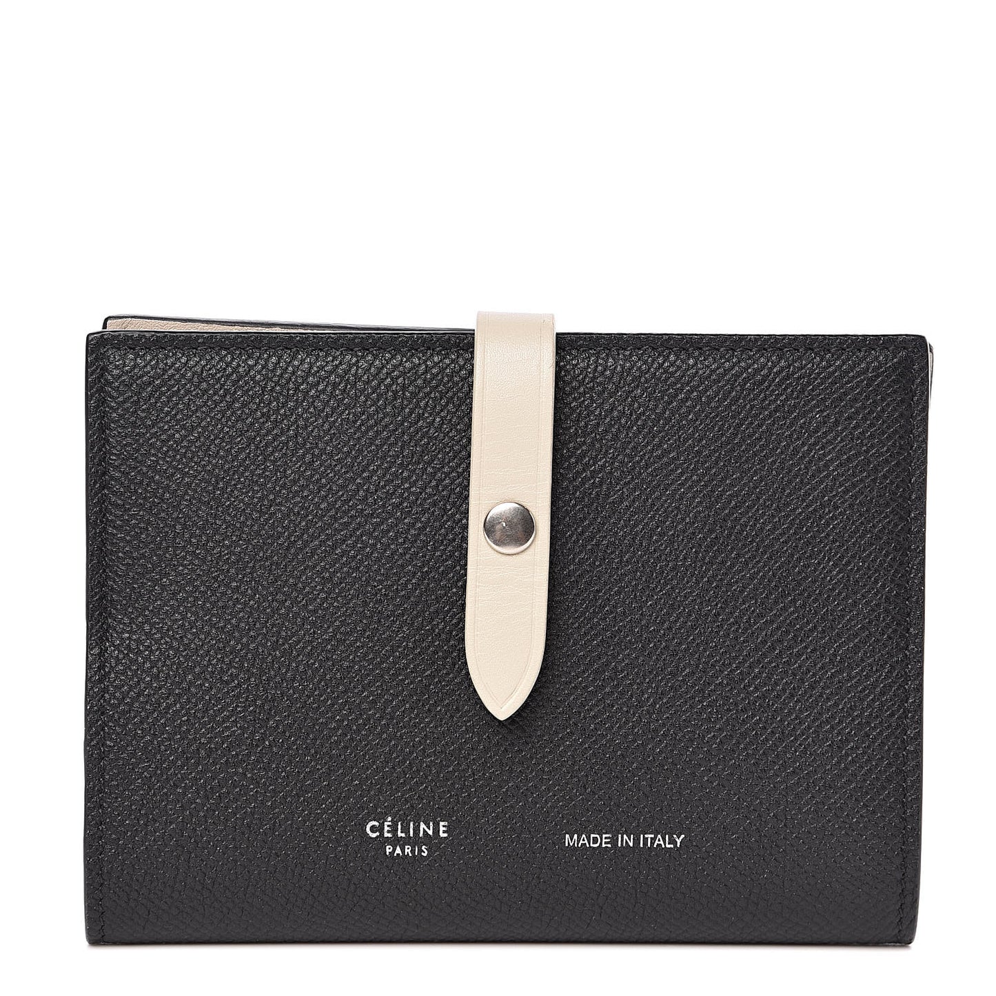 Grained Calfskin Strap Passport Cover Black Chalk