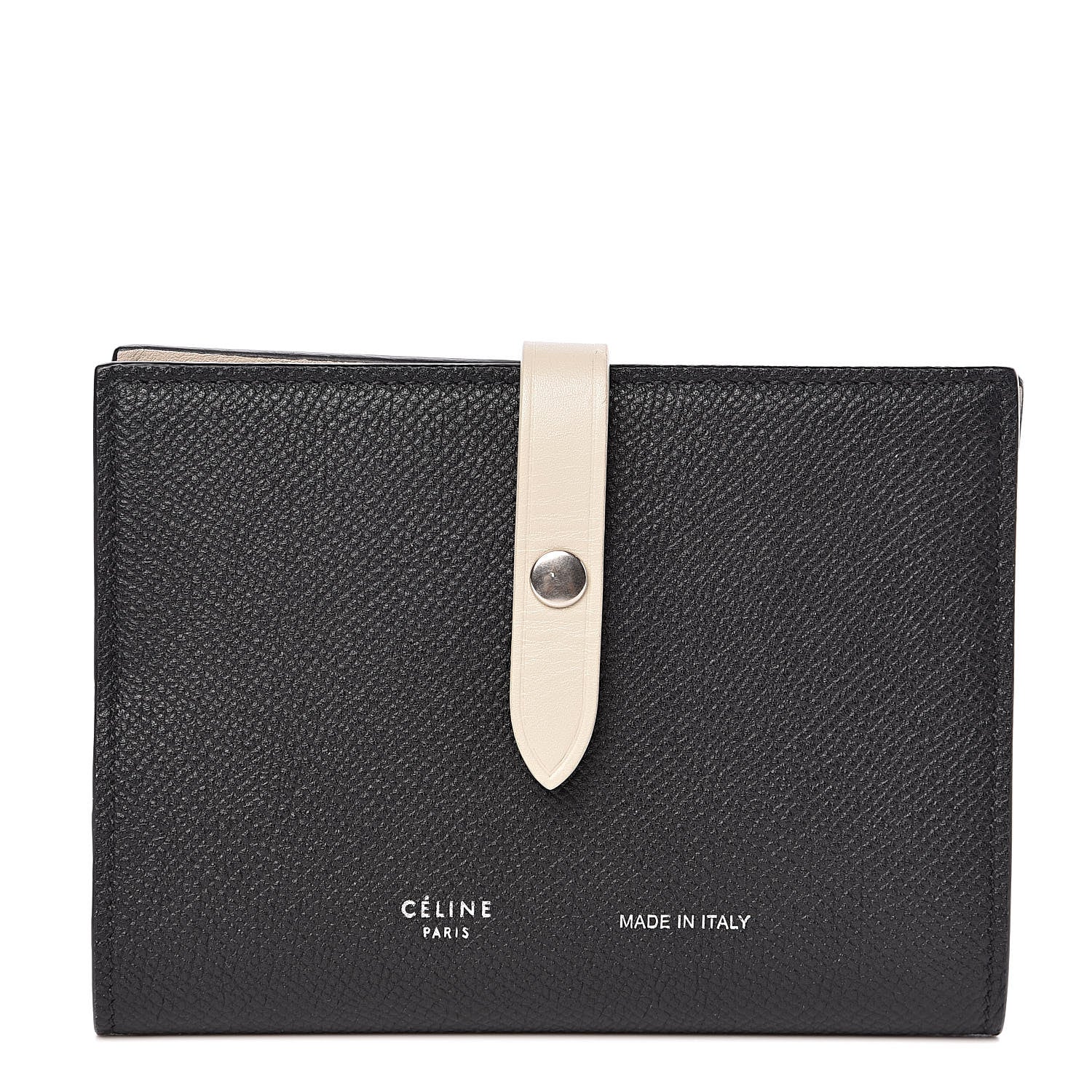 Celine Grained Calfskin Strap Passport Cover Black Chalk 1 of 9
