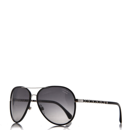 Chanel Lambskin Aviator Chain Sunglasses 4194-Q Black 1 of 10