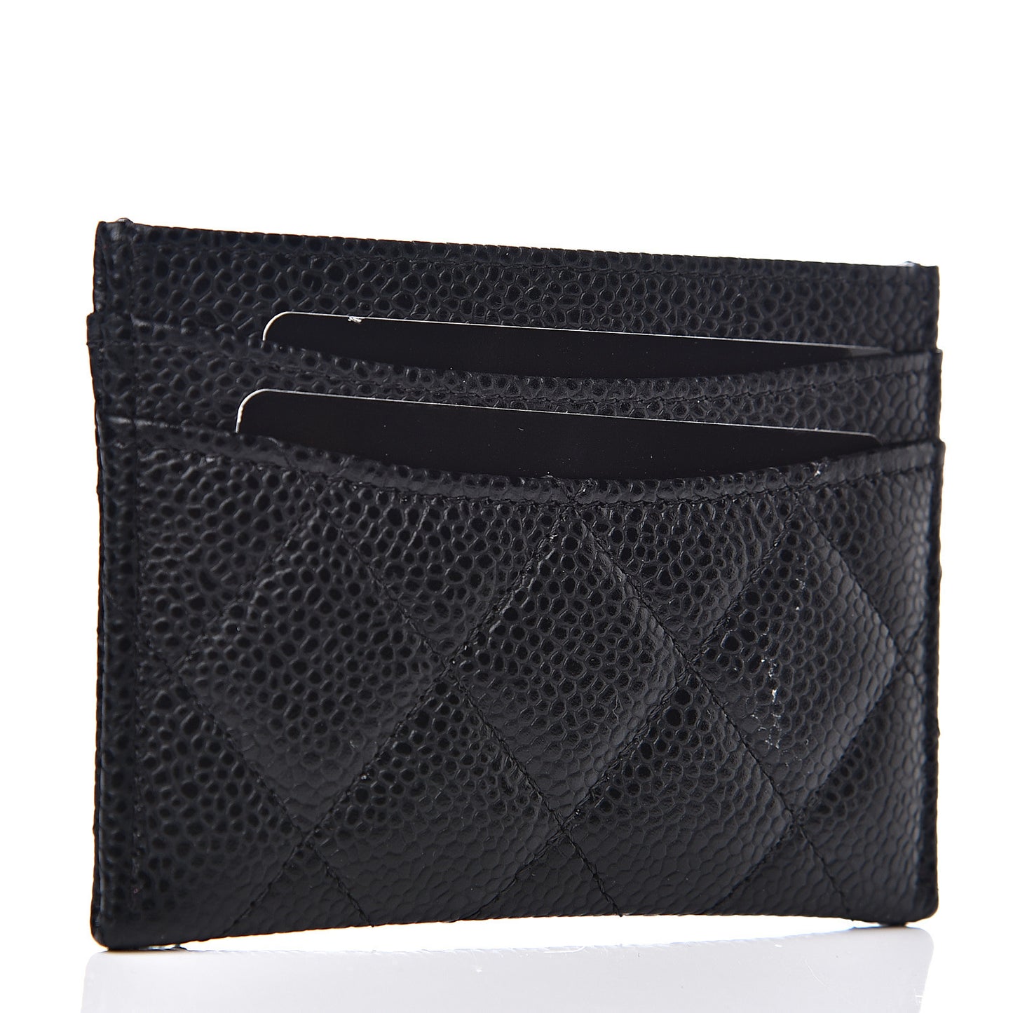 Caviar Quilted Card Holder Black