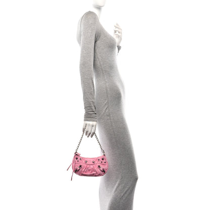 Balenciaga Washed Denim BB Monogram Le Cagole Mini Purse With Chain Pink 2 of 10