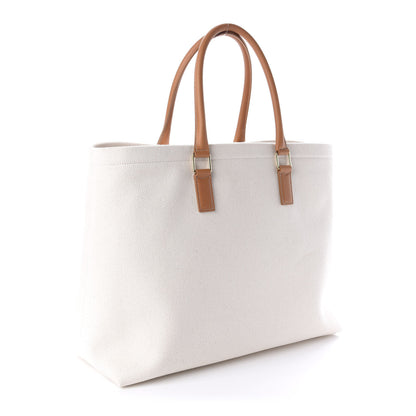 Celine Canvas Calfskin Horizontal Cabas Natural Tan 3 of 9