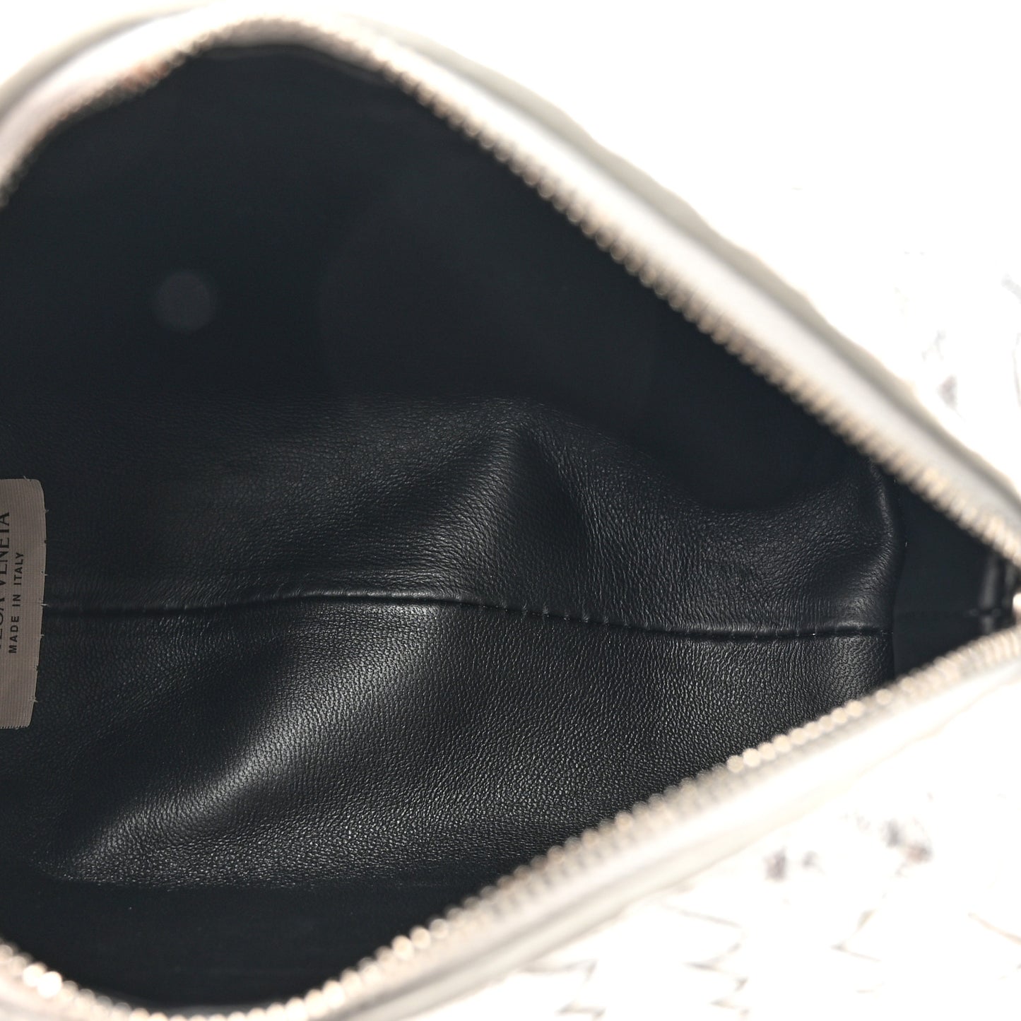 Metallic Calfskin Intrecciato Mini Loop Camera Bag Silver