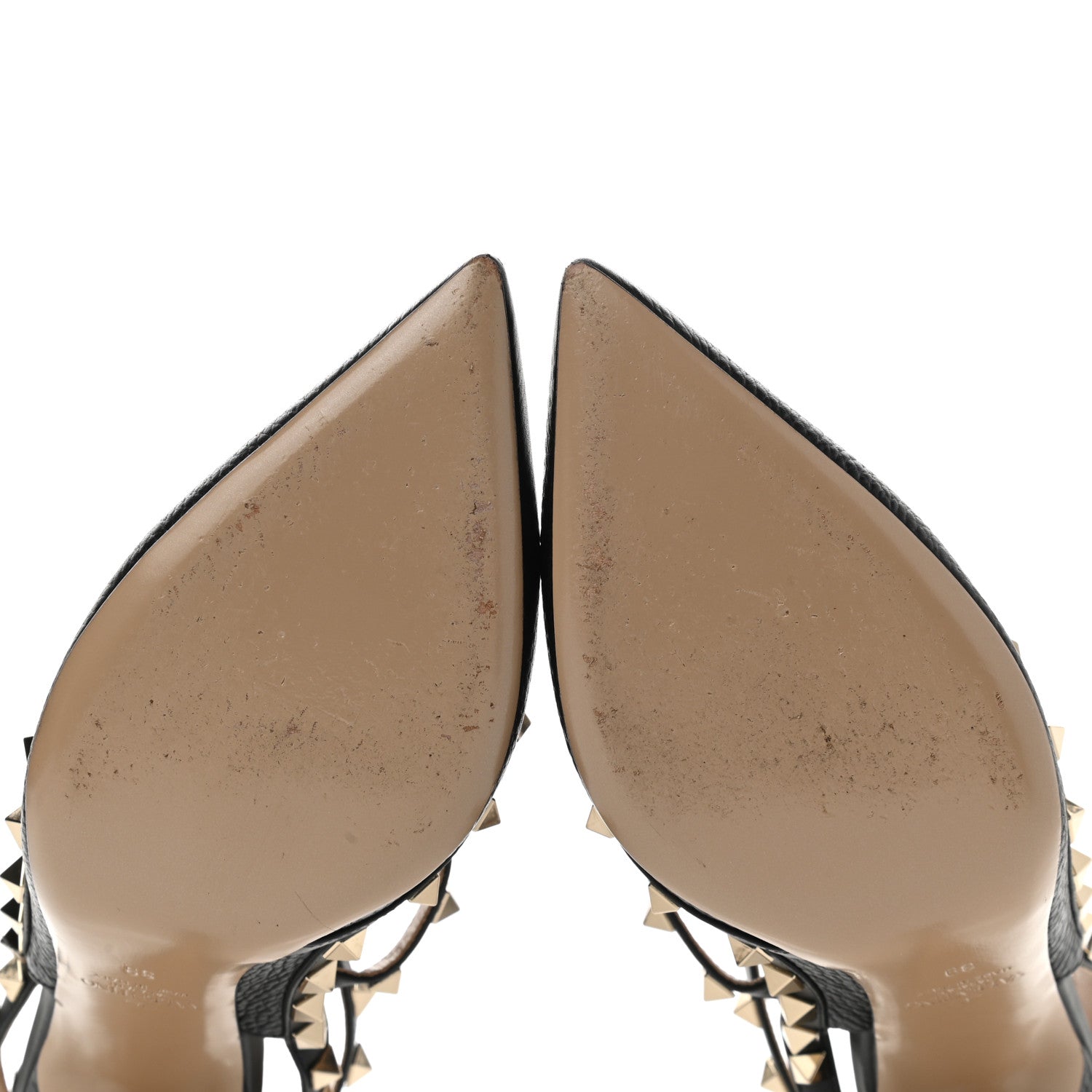 Valentino Garavani Pebbled Calfskin Rockstud Ankle Strap Pumps 39 Black 6 of 13