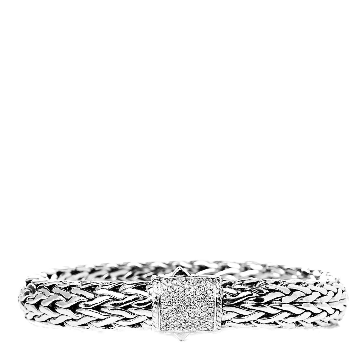 Sterling Silver Diamond 11mm Classic Chain Bracelet