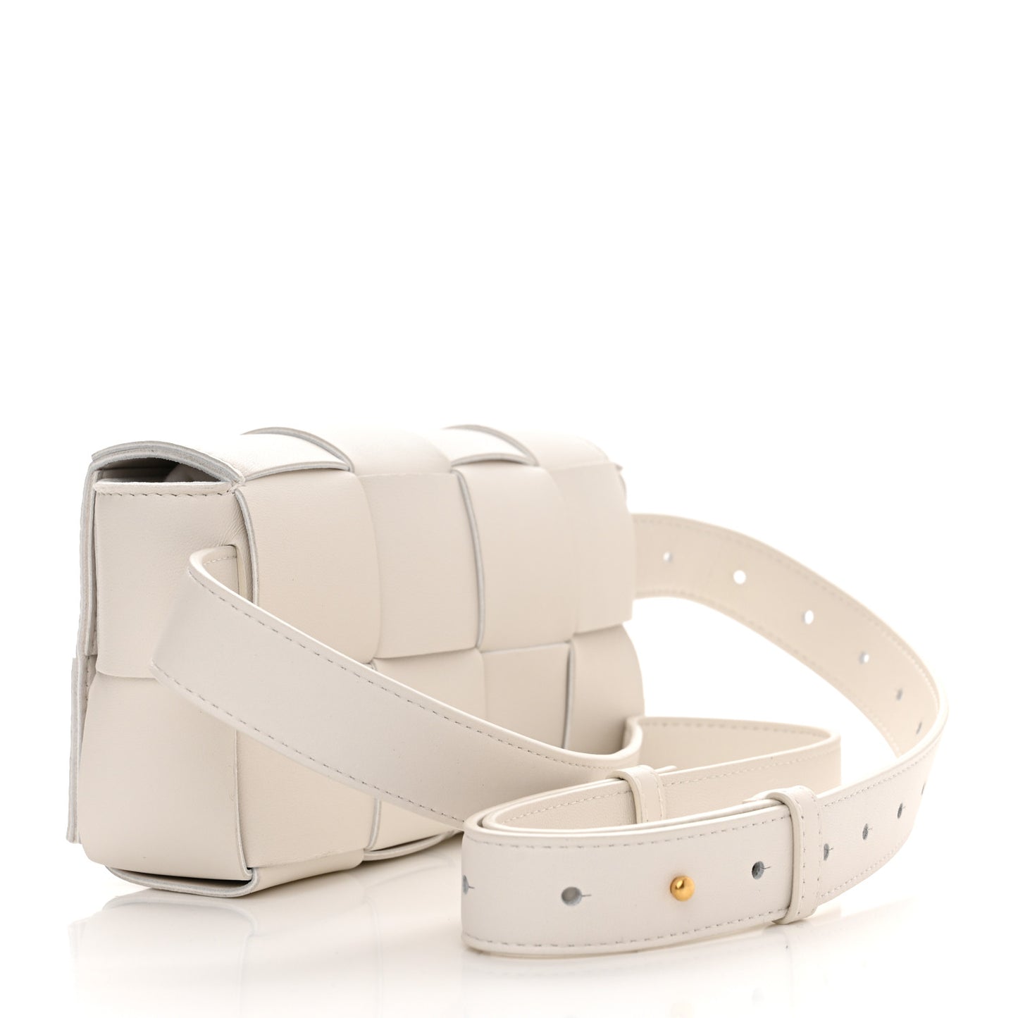 Nappa Maxi Intreccio The Belt Cassette Bag White