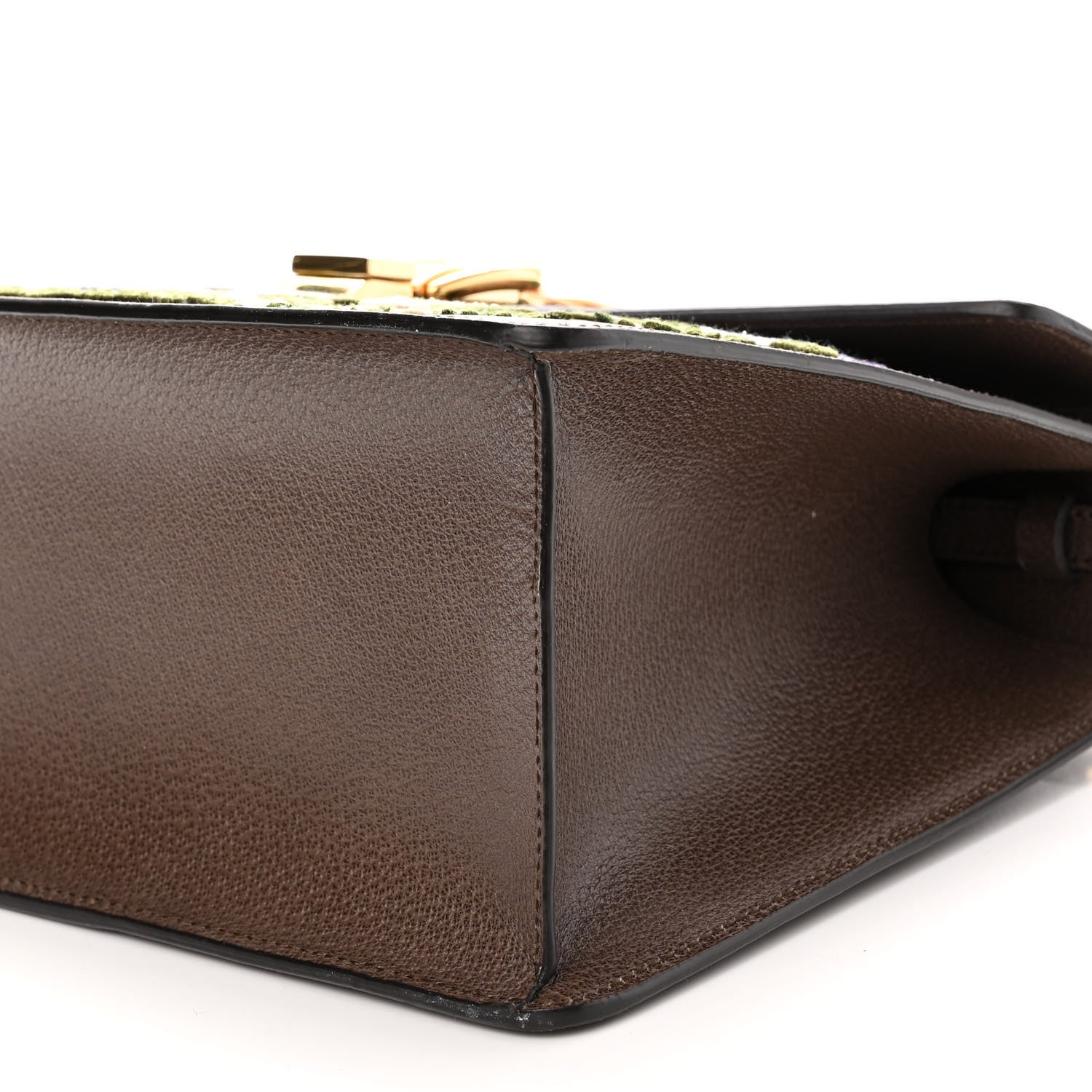 Gucci Calfskin Embroidered Medium Sylvie Top Handle Bag New Acero Multicolor 9 of 9