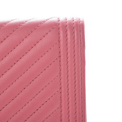 Chanel Calfskin Chevron Quilted Boy Yen Wallet Pink 12 of 15