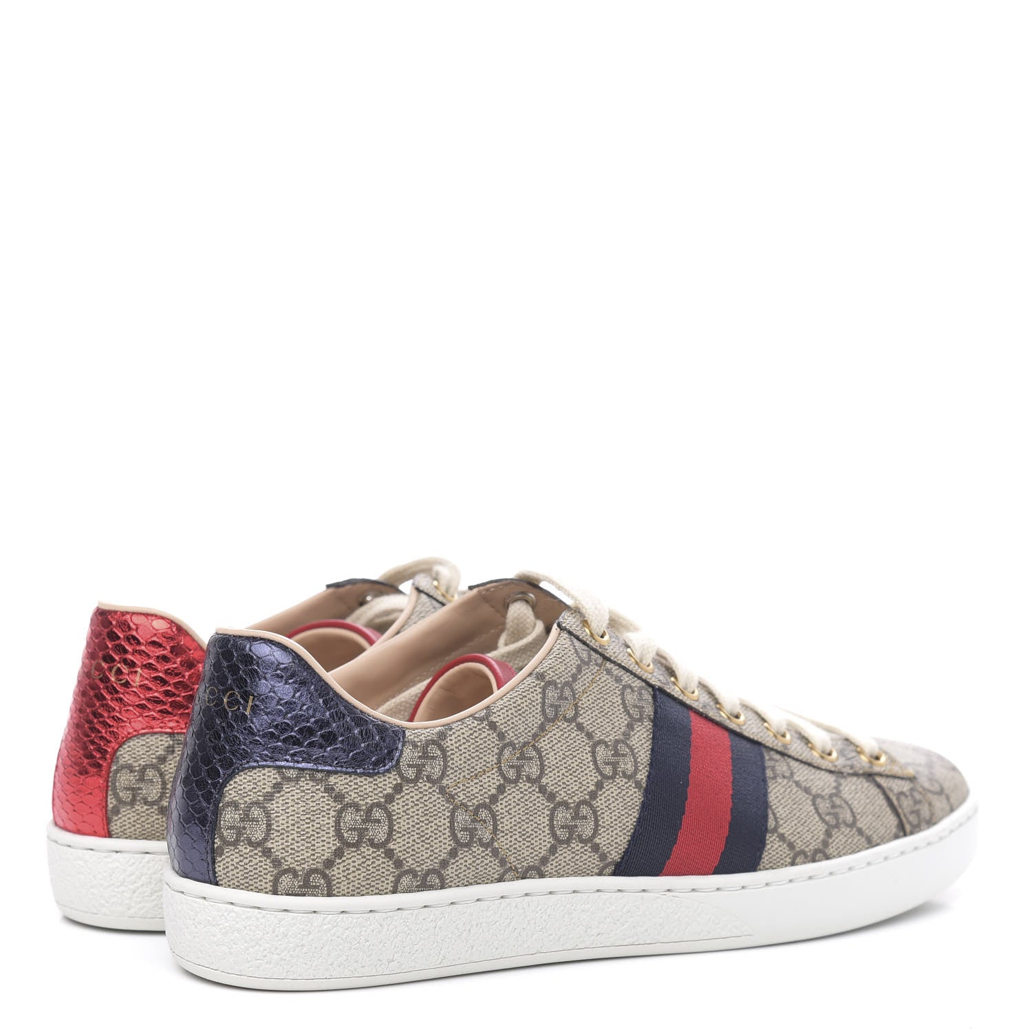 Gucci GG Supreme Monogram Womens Ace Low-Top Sneaker 37.5 Beige 4 of 9