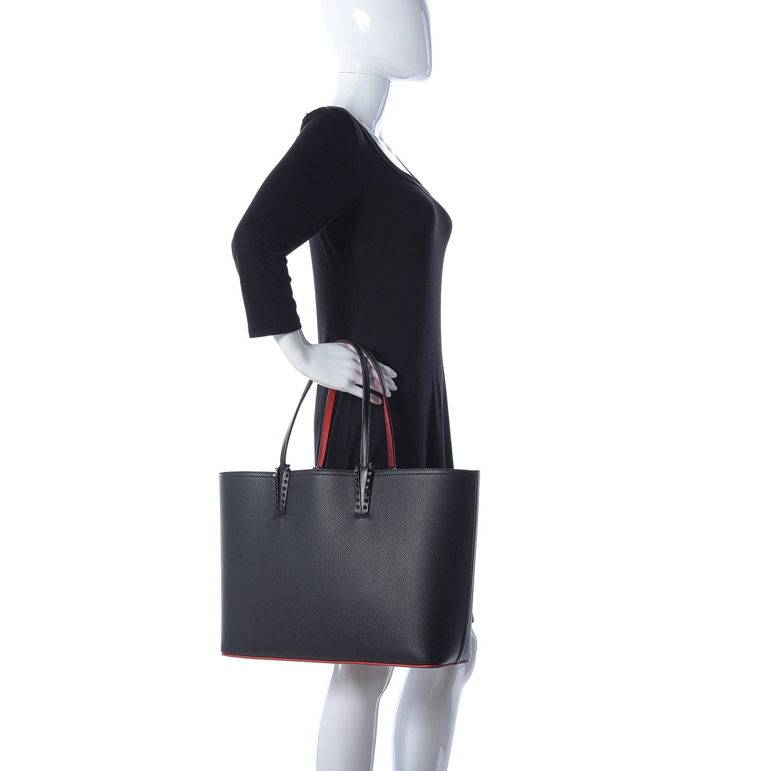 Christian Louboutin Calfskin Spikes East West Cabata Tote Black 2 of 10