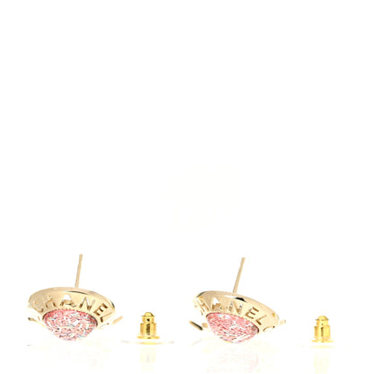 Chanel Resin Metal CC Drop Earrings Iridescent Pink Gold 3 of 5