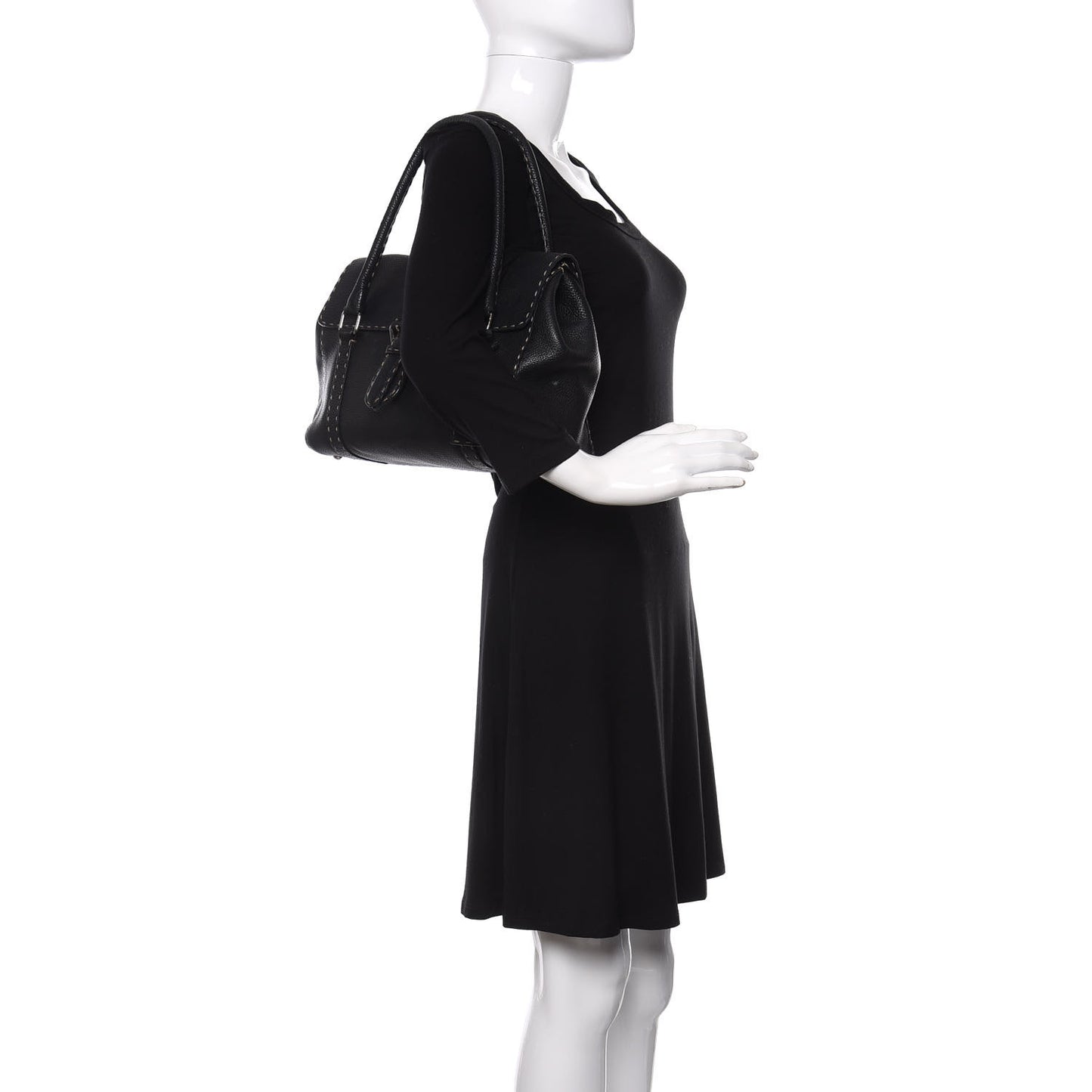 Calfskin Romano Selleria Medium Linda Satchel Black