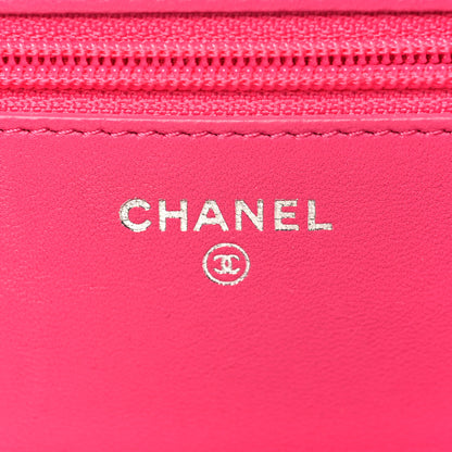 Chanel Lambskin Quilted Wallet On Chain WOC Dark Pink 6 of 13