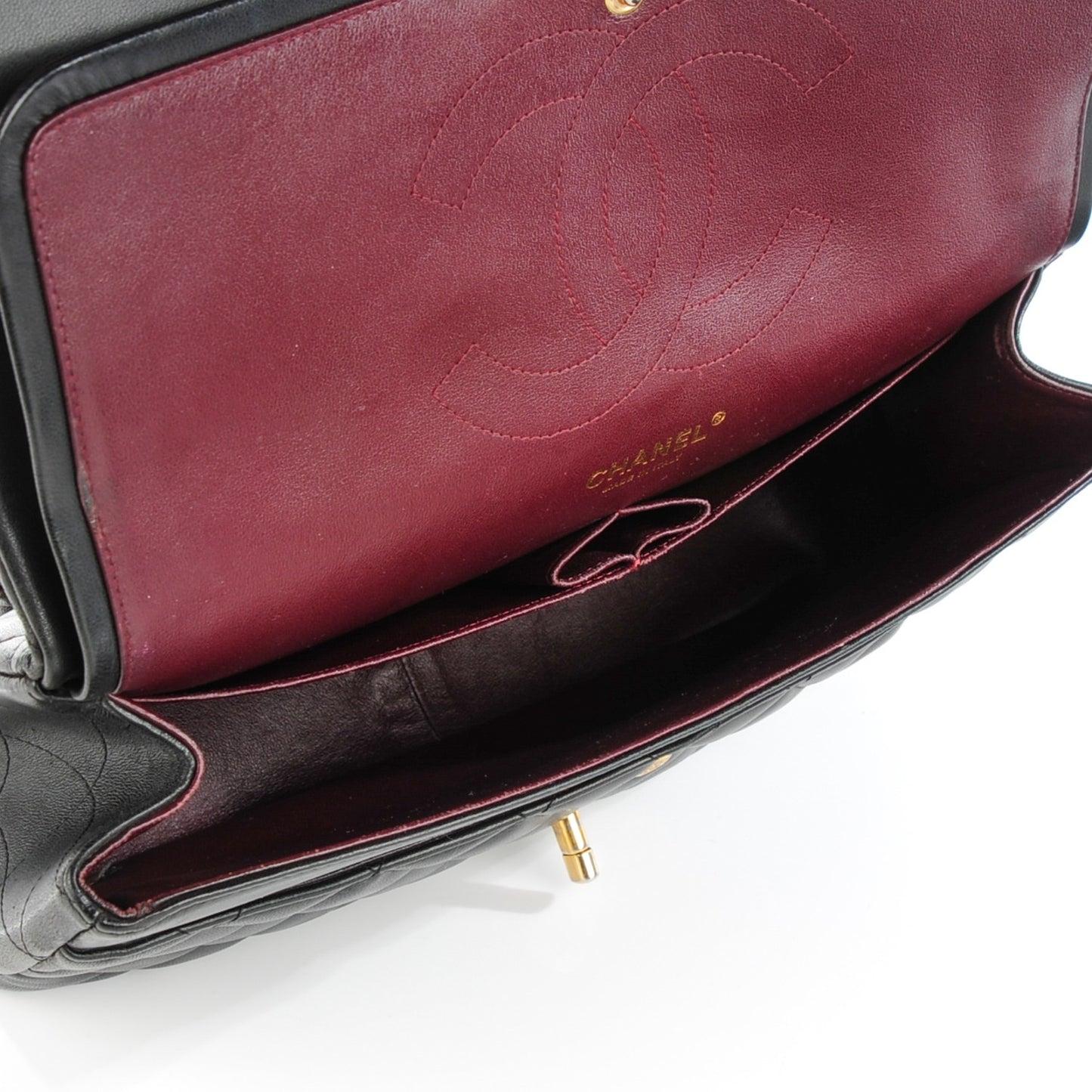 Lambskin Quilted Jumbo Double Flap Black