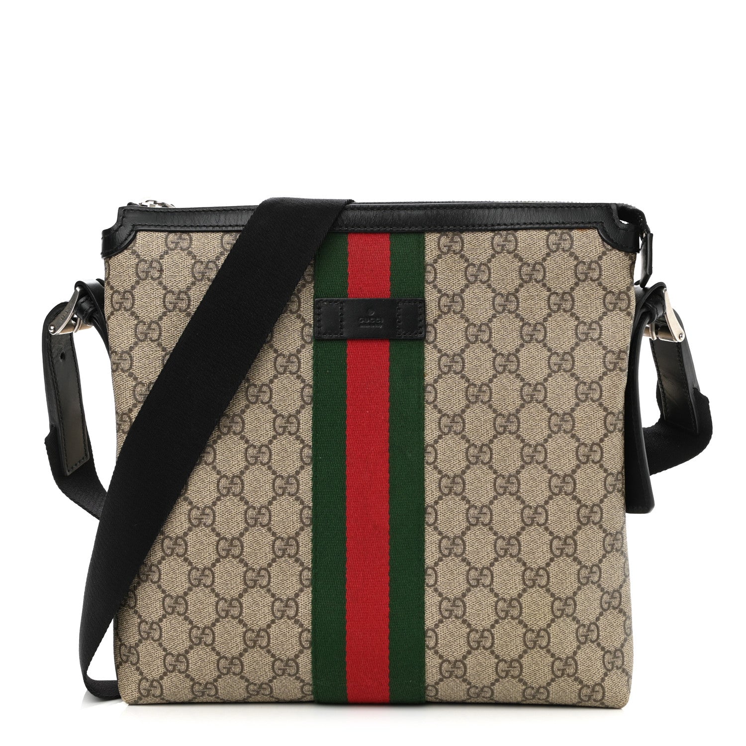 Gucci GG Supreme Monogram Web Messenger Bag Black 1 of 10