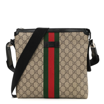 Gucci GG Supreme Monogram Web Messenger Bag Black 1 of 10