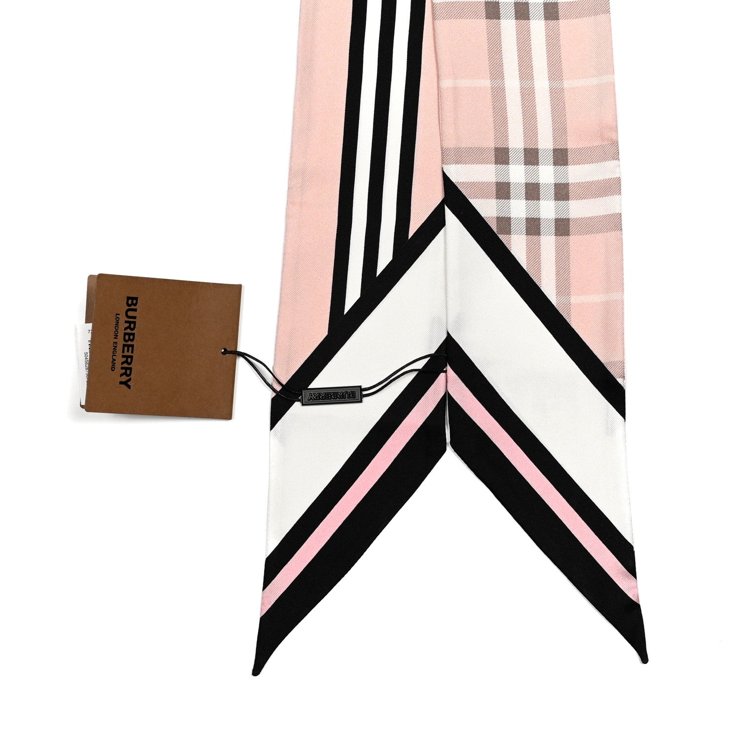 Burberry Silk Montage Print Skinny Scarf Archive Pink 2 of 3