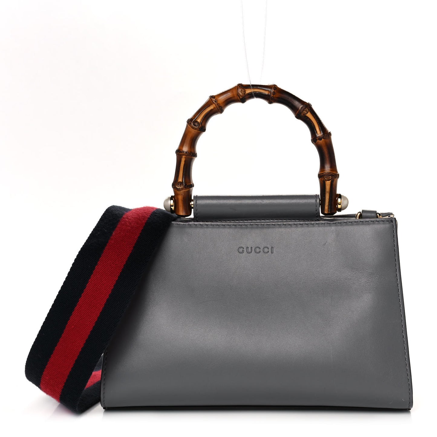 Nappa Bamboo Web Mini Nymphaea Top Handle Bag Deep Grey Mystic White