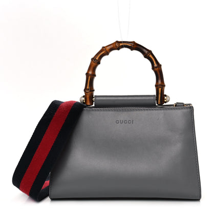 Gucci Nappa Bamboo Web Mini Nymphaea Top Handle Bag Deep Grey Mystic White 1 of 19