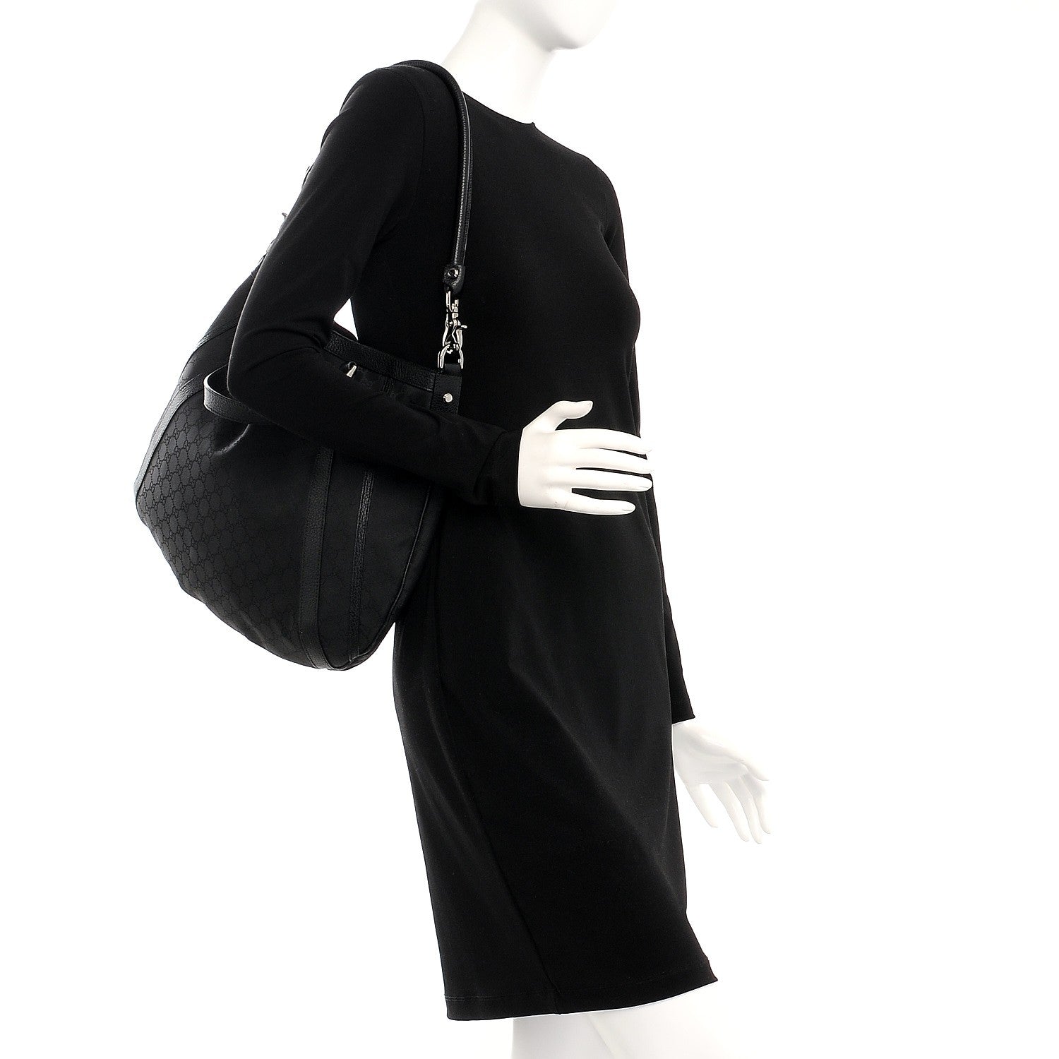 Gucci Monogram Medium Abbey Convertible Tote Black 2 of 11