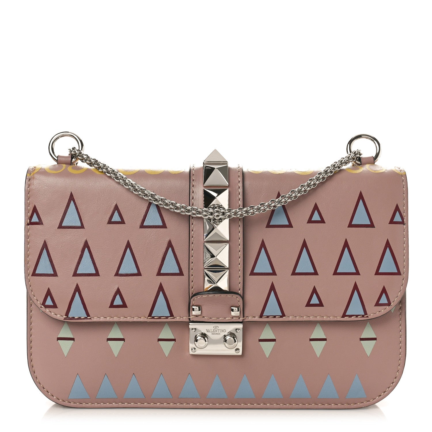 Valentino Garavani Vitello Native Couture 1975 Medium Glam Lock Rockstud Flap Poudre Multicolor 1 of 8
