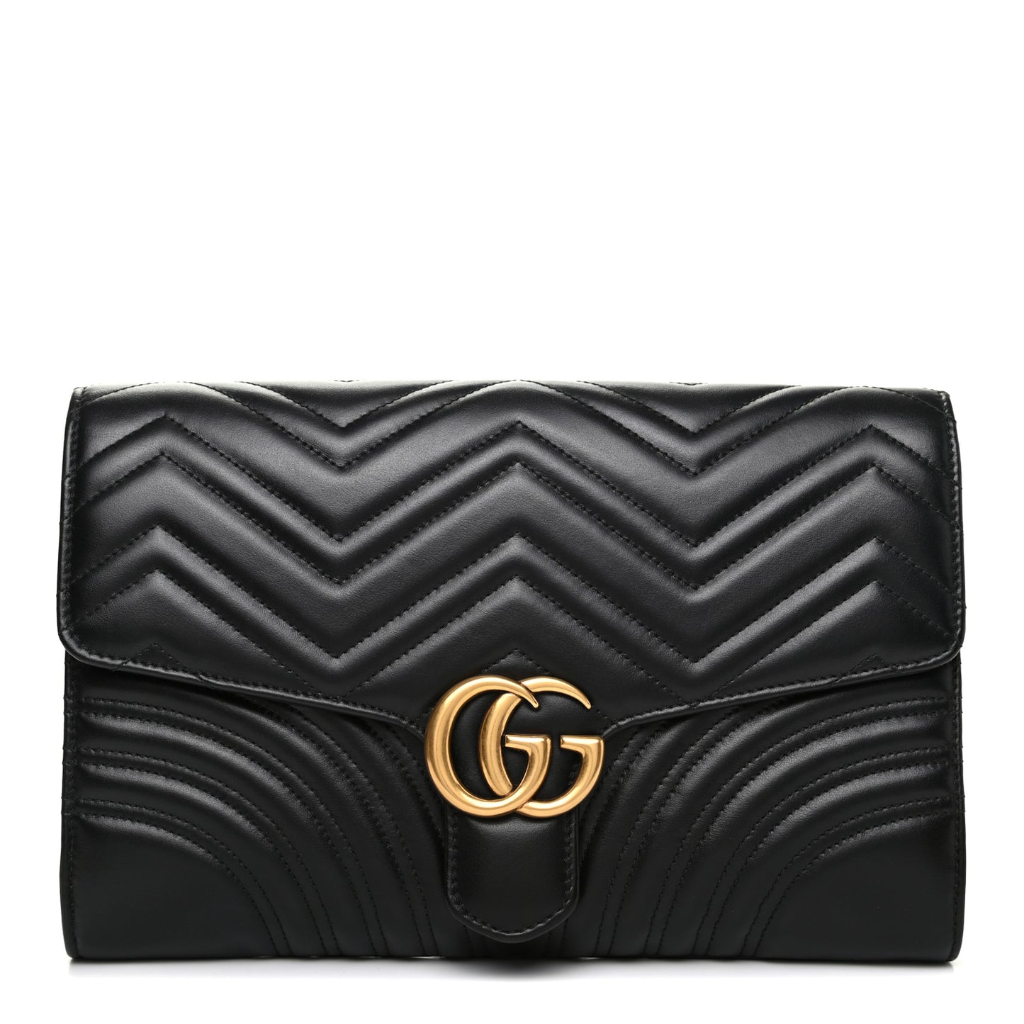 Calfskin Matelasse GG Marmont Clutch Black