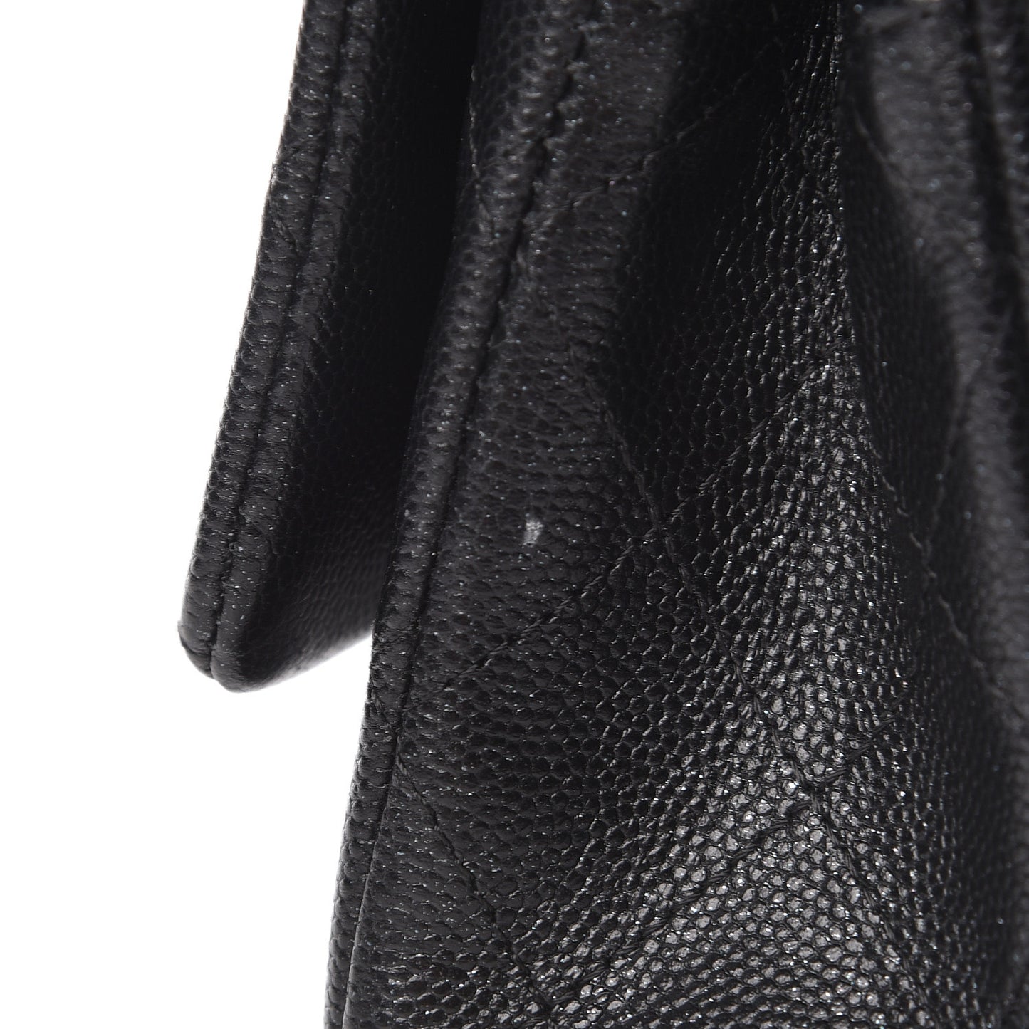 Iridescent Caviar Quilted Mini Rectangular Flap Black