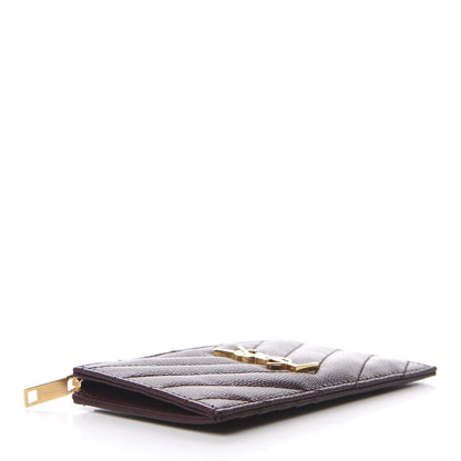 Saint Laurent Monogram Grain de Poudre 5 Fragments Zip Pouch Card Holder Rouge Legion 4 of 11