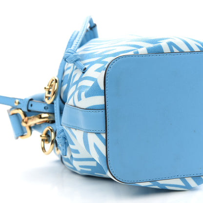 Fendi X SARAH COLEMAN Glazed Canvas Vitello King F is Fendi FF Vertigo Mini Mon Tresor Bucket Bag Cyber Blue White 9 of 11