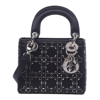 Christian Dior Satin Crystal Cannage Mini Lady Dior Navy 1 of 10