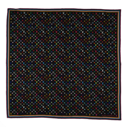 Louis Vuitton LV X TM Silk Monogram Multicolor Square 90 Scarf Black 1 of 3