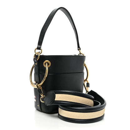 Chloe Smooth Calfskin Logo Mini Roy Bucket Bag Full Blue 3 of 11