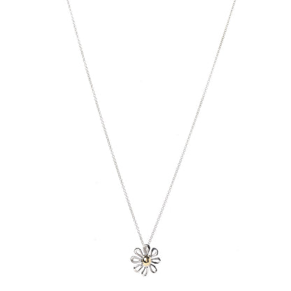 Tiffany Sterling Silver 18K Yellow Gold Daisy Pendant Necklace 1 of 6