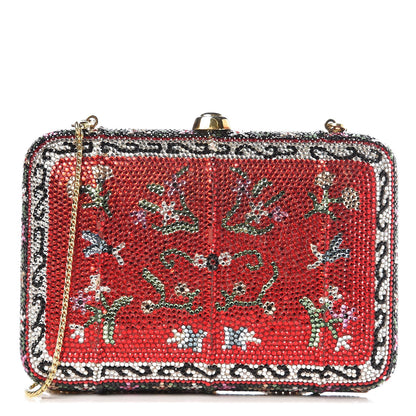 Judith Leiber Swarovski Crystal Floral Minaudiere Clutch Red 1 of 7