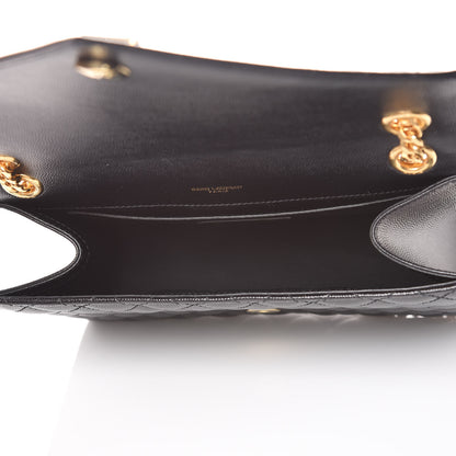 Saint Laurent Grain De Poudre Textured Mixed Matelasse Triquilt Medium Monogram Satchel Black 5 of 9