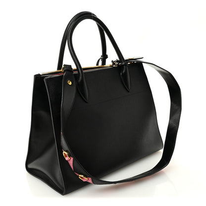 Prada Saffiano Greche Greca Paradigme Bag Black Pink 3 of 9