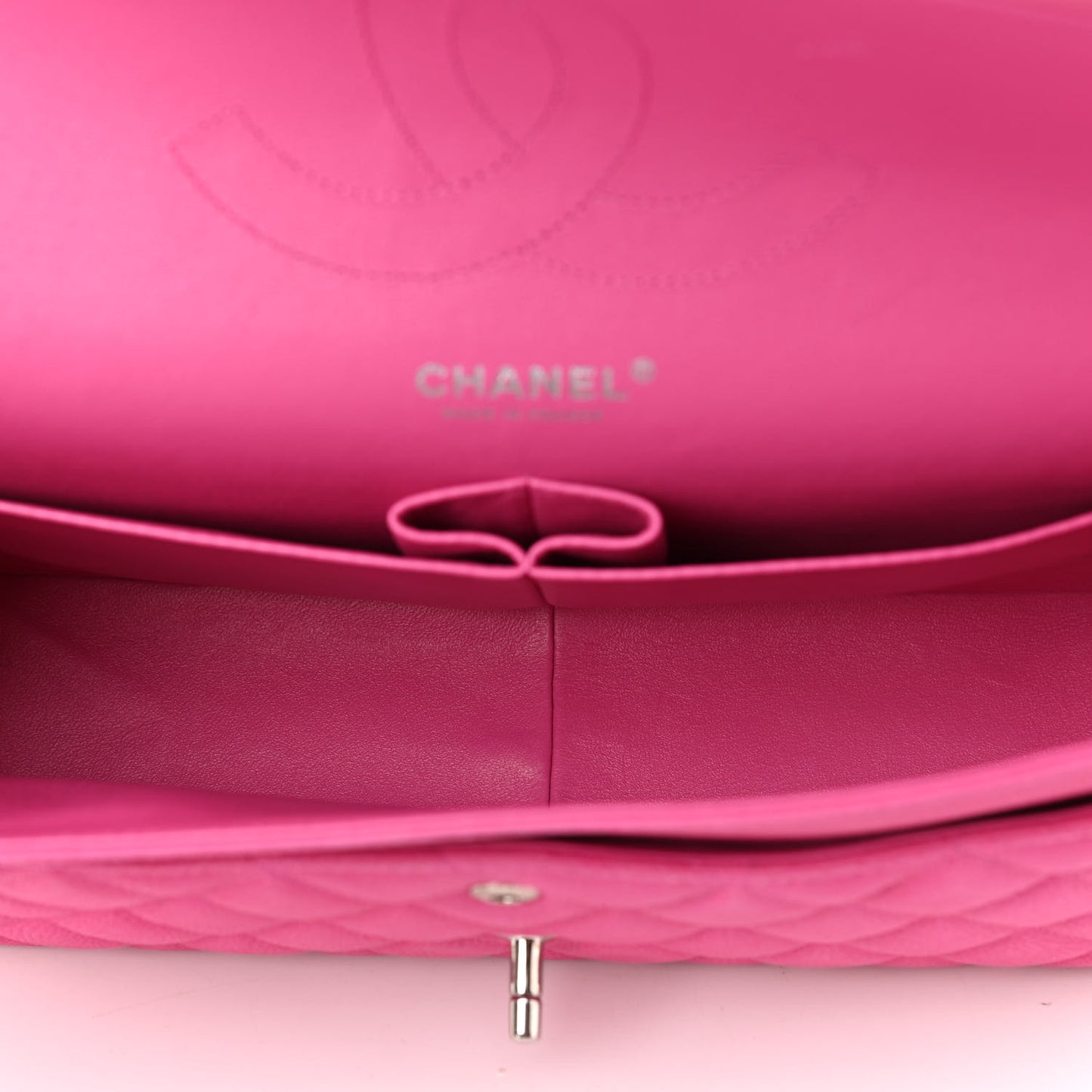 Iridescent Caviar Quilted Jumbo Double Flap Pink