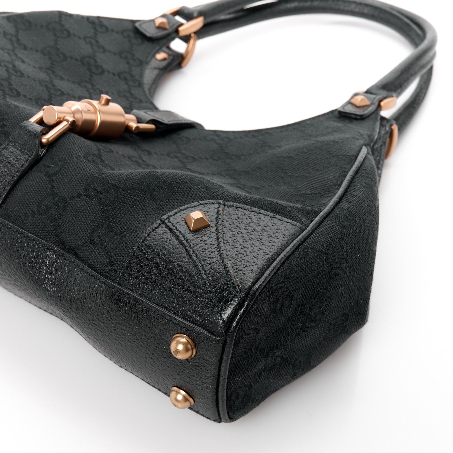 Gucci Monogram Calfskin Large Bardot Tote Black 10 of 12
