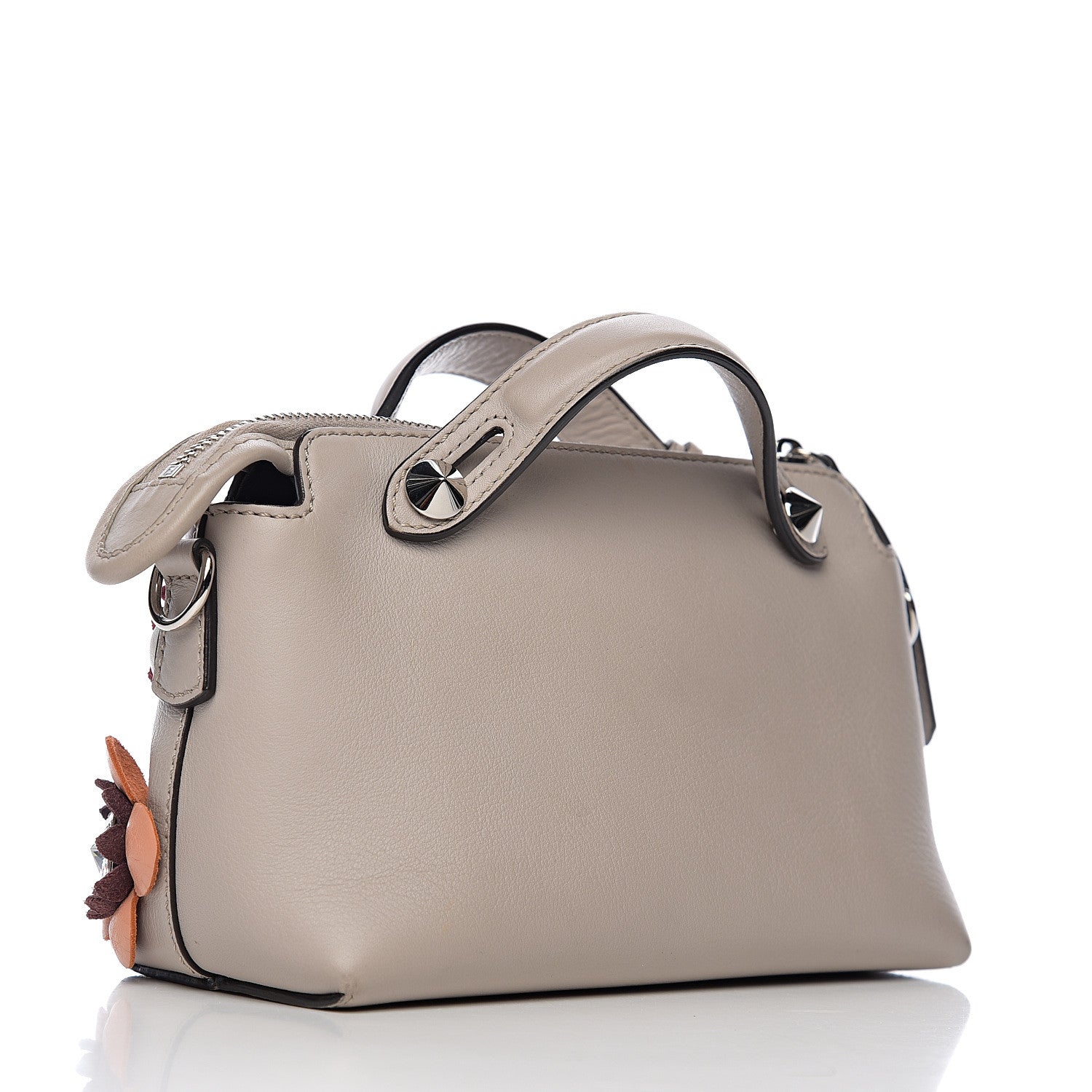 Fendi Vitello Dolce Crystal Flowerland Studded Mini By The Way Boston Bag Grigio Polvere Multicolor 2 of 10