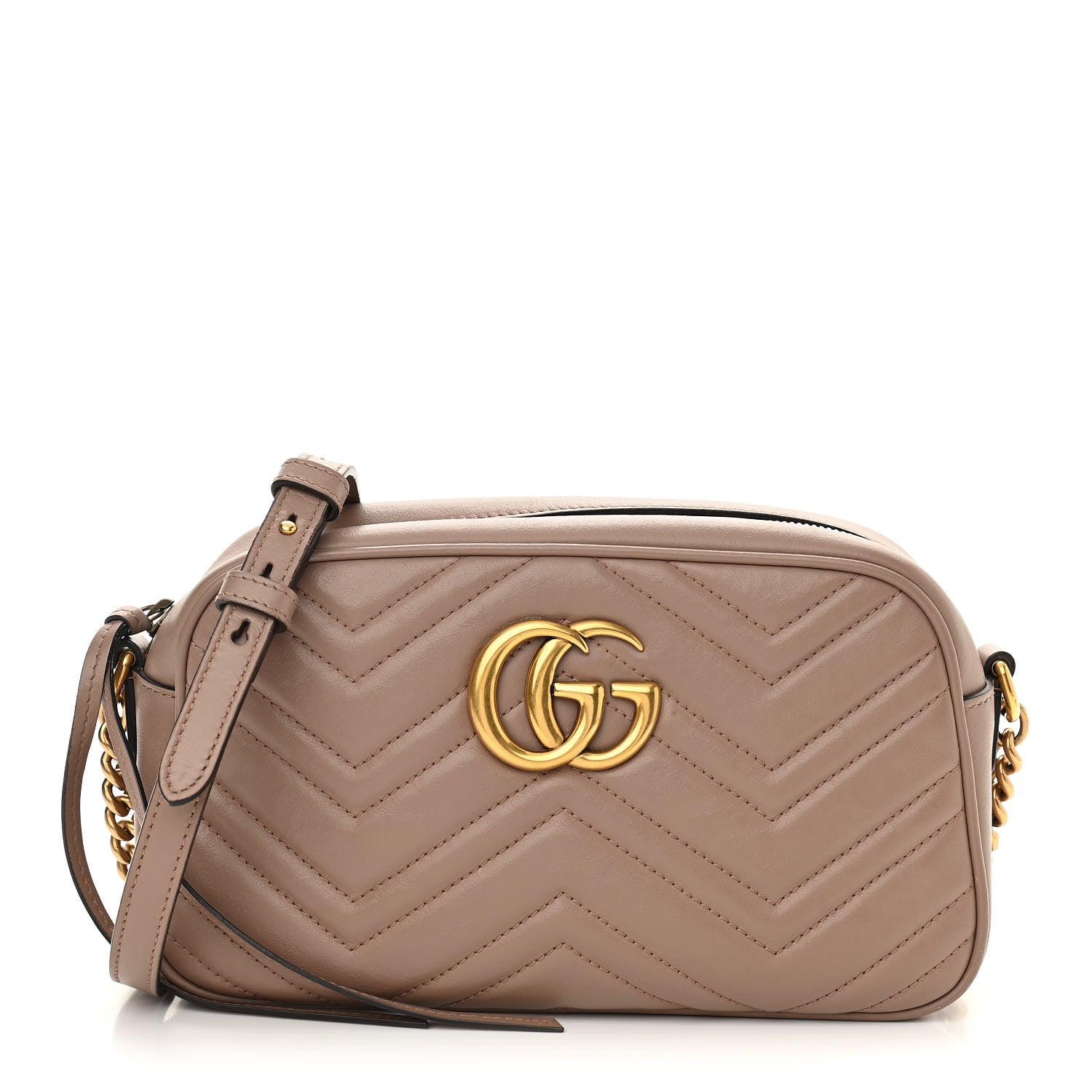Gucci Calfskin Matelasse Small GG Marmont Chain Shoulder Bag Porcelain Rose 1 of 12