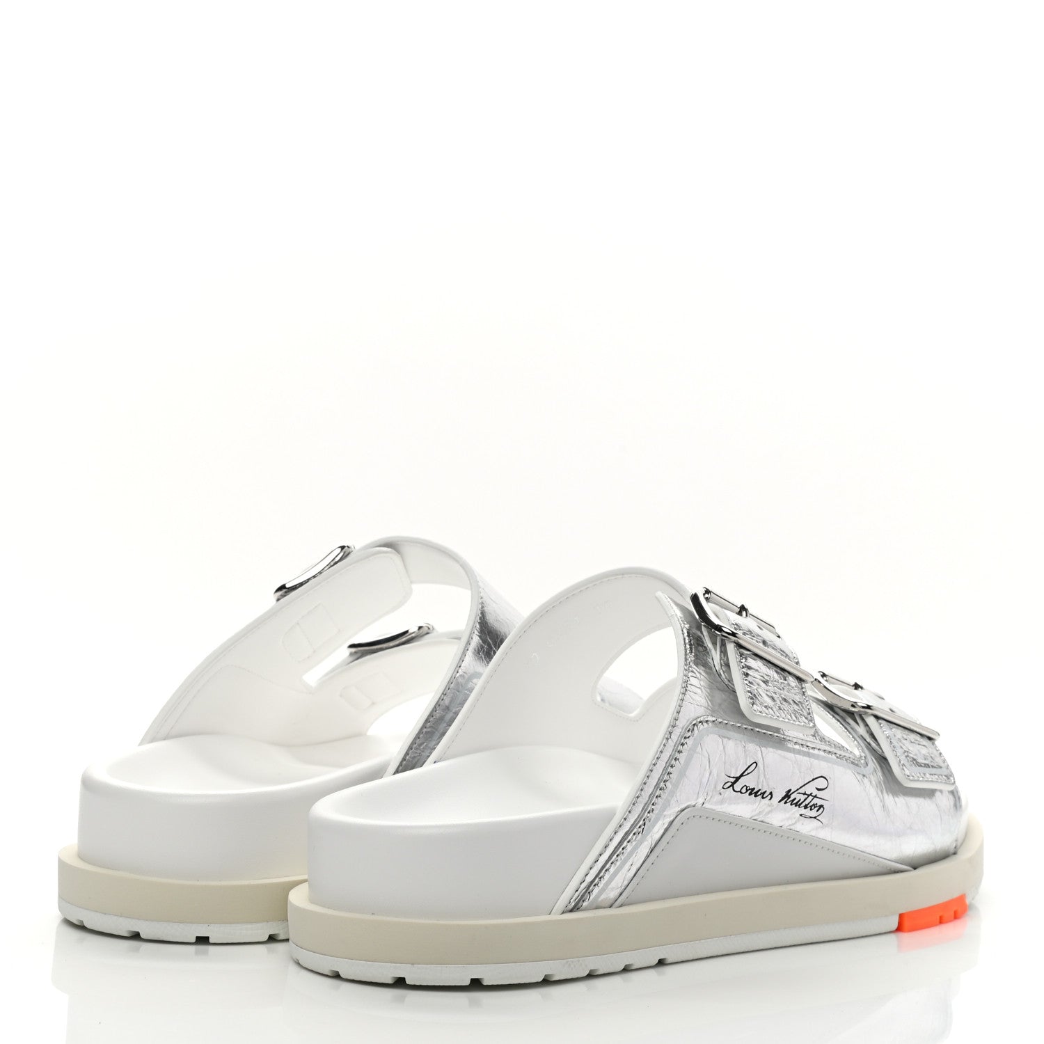 Louis Vuitton Metallic Mix Materials Mens LV Script Trainer Mules 10 Silver Multicolor 4 of 8