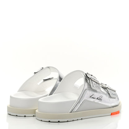 Louis Vuitton Metallic Mix Materials Mens LV Script Trainer Mules 10 Silver Multicolor 4 of 8