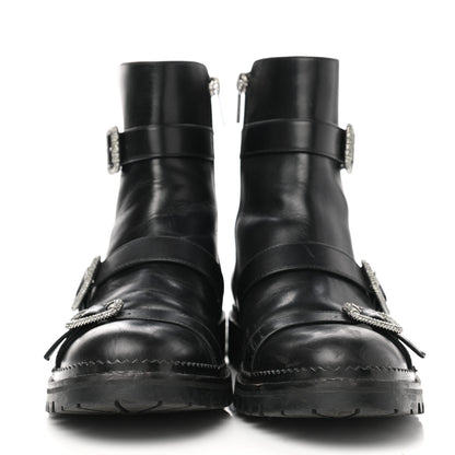 Jimmy Choo Calfskin Crystal Buckle Hank Boots 38 Black 2 of 11