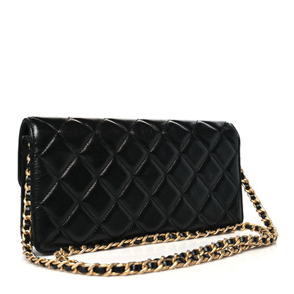 Chanel Shiny Lambskin Quilted Flap Clutch Bag Black 3 of 10